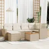 Design 7-tlg. Garten-Sofagarnitur mit Kissen Beige Poly Produktbild-Vorschau 1