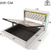 A diagram of a bed with dimensions and weight capacity. Produktbild-Vorschau