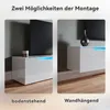 Two images showing a white TV cabinet in different mounting options: floor-standing and wall-mounted. Anteprima dell’immagine prodotto