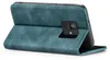 A teal flip case for a smartphone is shown open, with the phone partially visible inside. Produktbild-Vorschau