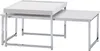 A set of two nesting coffee tables with white tops and chrome metal legs, presented against a white background. Produktbild-Vorschau