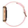 Side view of a smartwatch with a pink band and gold casing. Náhľad obrázku produktu