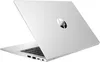 A silver HP Probook laptop is shown from a diagonal angle, with the lid open to reveal the keyboard. Voir les images du produit