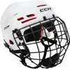A white CCM hockey helmet with a black cage. Náhľad obrázku produktu