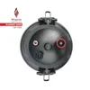 Top view of a black pressure cooker with red and white accents. Náhľad obrázku produktu