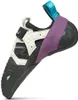 Kletterschuh Instinct VSR LV von Scarpa; schwarz-weiß mit lila und türkisfarbenen Akzenten; seitliche Ansicht. Produktbild-Vorschau