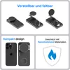 Collage of images showing a foldable wireless charger and its compact design with an iPhone. Produktbild-Vorschau