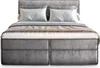 A bed with pillows and blankets, presented on a white background. Produktbild-Vorschau