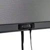 A close-up view of a dark gray handle and black straps attached to a gray mesh material, likely part of a retractable shade or blind. Produktbild-Vorschau