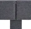 A close-up view of three upholstered panels of a bed frame, arranged in an L-shape. Voir les images du produit