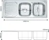 Diagrams showing the dimensions of a double kitchen sink. Anteprima dell’immagine prodotto