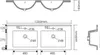 Technical drawing of a double sink vanity top with dimensions. Produktbild-Vorschau