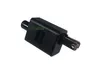 A black electrical adapter with metal prongs on a white background. Produktbild-Vorschau