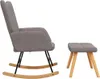 A gray rocking chair and ottoman are shown against a white background. Produktbild-Vorschau