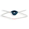 A circular knitting needle with blue yarn being worked on. Produktbild-Vorschau