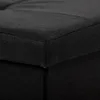 A close-up view of the corner of a black upholstered item, likely furniture. Náhled obrázku produktu