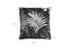 A cushion with a tropical leaf pattern, with dimensions indicated. Produktbild-Vorschau