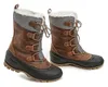 A pair of brown winter boots with gray accents and white fur lining, shown against a white background. Anteprima dell’immagine prodotto