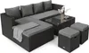 A modular outdoor furniture set with a sectional sofa, coffee table, and two ottomans. Náhled obrázku produktu