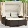 vidaXL Gartensofa 2-Sitzer mit Dach und Hockern Braun Poly Produktbild-Vorschau 2