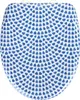 A toilet seat with a blue and white pattern. Produktbild-Vorschau