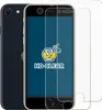 A dark colored smartphone is shown next to two clear screen protectors. Produktbild-Vorschau