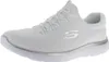 A white Skechers sneaker with silver accents is shown against a white background. Náhled obrázku produktu