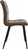 A side view of a single brown upholstered chair with black metal legs, isolated on a white background. Podgląd zdjęcia produktu