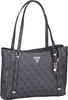 A studio shot of a grey Guess shopper bag with a repeating logo pattern. Produktbild-Vorschau