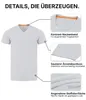 Mivaro Herren T-Shirt 3er Pack V-Ausschnitt Grau meliert - Produktbild-Vorschau 3