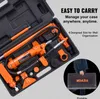 A hydraulic tool kit in its case, with text overlays highlighting portability and organization. Anteprima dell’immagine prodotto