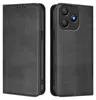 A black leather flip case for a smartphone is shown from two angles. Produktbild-Vorschau