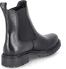 A black leather Chelsea boot with a thick sole, shown from the back-left. Produktbild-Vorschau