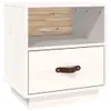 The Living Store Nachttisch Weiß 40x34x45 cm Massivholz Produktbild-Vorschau 2