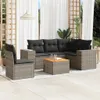 Design 6-tlg. Garten-Sofagarnitur mit Kissen Grau Poly Produktbild-Vorschau 1