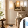 160cm LED Stehleuchte mit Leinenschirm Dimmbar Stehlampe Produktbild-Vorschau 1
