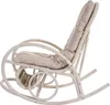 A white rocking chair with a cream cushion against a white background. Produktbild-Vorschau