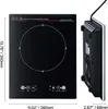 A black induction cooktop is shown from the front and side, with dimensions indicated. Náhled obrázku produktu