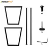 A collage showing unassembled table legs and hardware. Produktbild-Vorschau