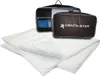 A folded white comforter is shown in front of two branded storage bags. Produktbild-Vorschau