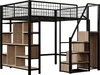 Hochbett, 140x200 cm, Metallbett mit Lattenrost, Regal, Produktbild-Vorschau 8
