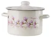 A white enamel pot with a floral design. Produktbild-Vorschau