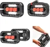 A collage of images showing a black cable reel with orange sockets, including a close-up of a person's hands holding it. Produktbild-Vorschau