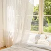 Tenda bianca in voile con ricami floreali e pizzo, tenda Anteprima dell’immagine prodotto 8
