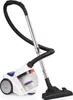 A white bagless vacuum cleaner with a black hose and silver handle, shown against a white background. Produktbild-Vorschau