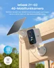 A 4G security camera with a solar panel mounted on a wooden structure. Náhled obrázku produktu