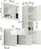 A diagram showing the dimensions of a bathroom furniture set. Náhled obrázku produktu