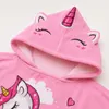 Strandtuch-Poncho für Kinder mit Kapuze - Einhorn Rosa, 150 Produktbild-Vorschau 3