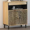 A close-up, front-facing view of a wooden cabinet with intricate carvings. Náhľad obrázku produktu