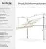 Diagram showing dimensions and technical data for a retractable awning. Náhled obrázku produktu